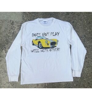 Vintage Shelby Cobra Yellow Sports Car Parody Shirt Does Not Play Well L